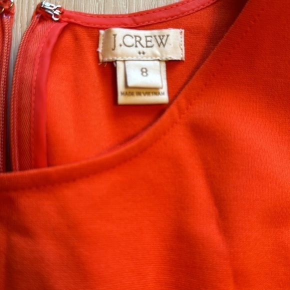 J Crew Flounce A-Line Knit Dress Orange Red Sz 8 Round Neck Stretch Hip Hugging - Picture 3 of 3